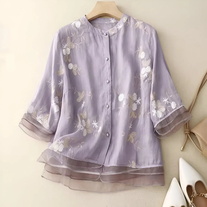 Isla - Embroidered Cotton Blouse