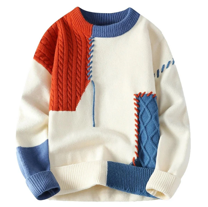 Luca - Soft Knit Patchwork Sweater