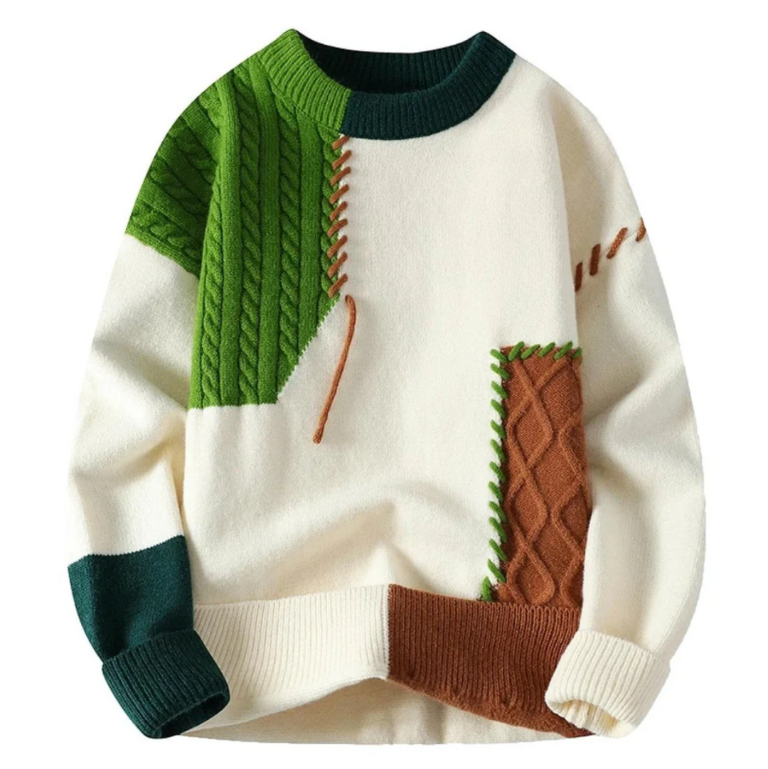 Luca - Soft Knit Patchwork Sweater