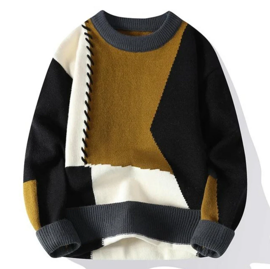 Luca - Soft Knit Patchwork Sweater